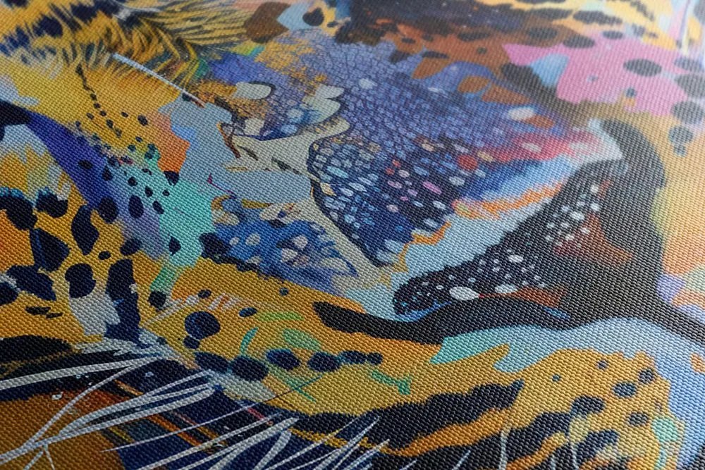 Quadro su tela – Leopardo con imitazione di pittura