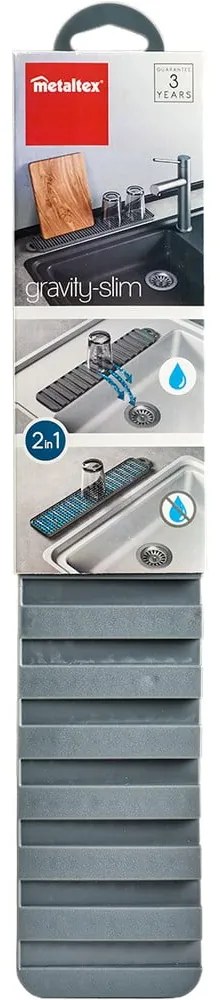 Tappetino scolapiatti grigio in plastica 42x8 cm Gravity – Metaltex
