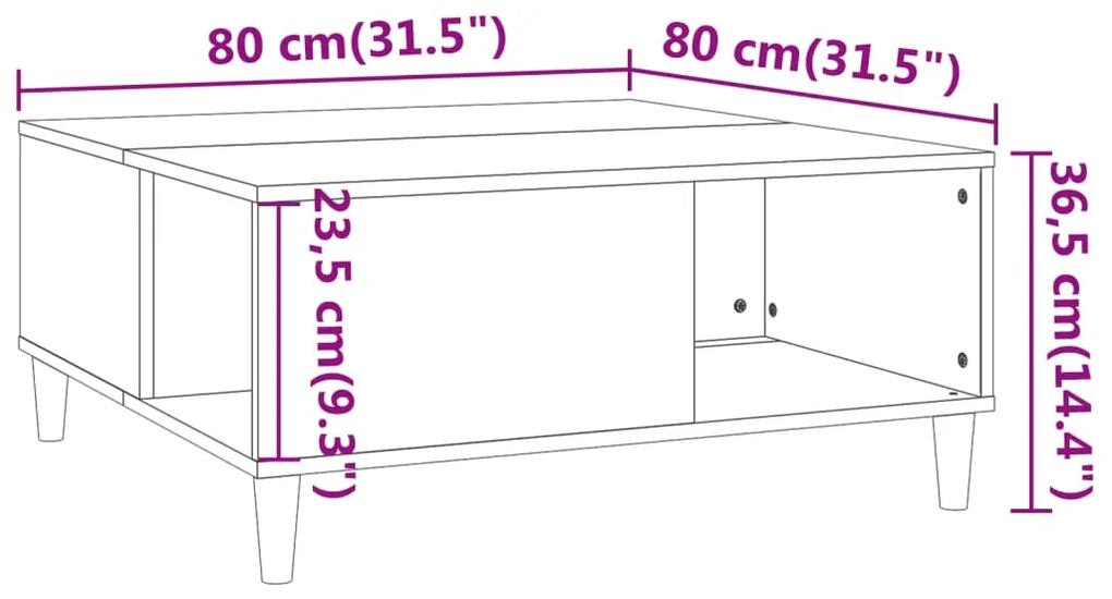 Tavolino da Salotto Rovere Fumo 80x80x36,5 cm Legno Multistrato
