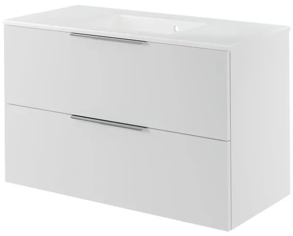 Mobile da bagno sospeso sotto lavabo L 105 x H 64 x P 48 cm bianco laccato lucido, 1 cassetto 2 ante Apertura push-pull SENSEA Neo Frame, Maniglie acquistabili separatamente