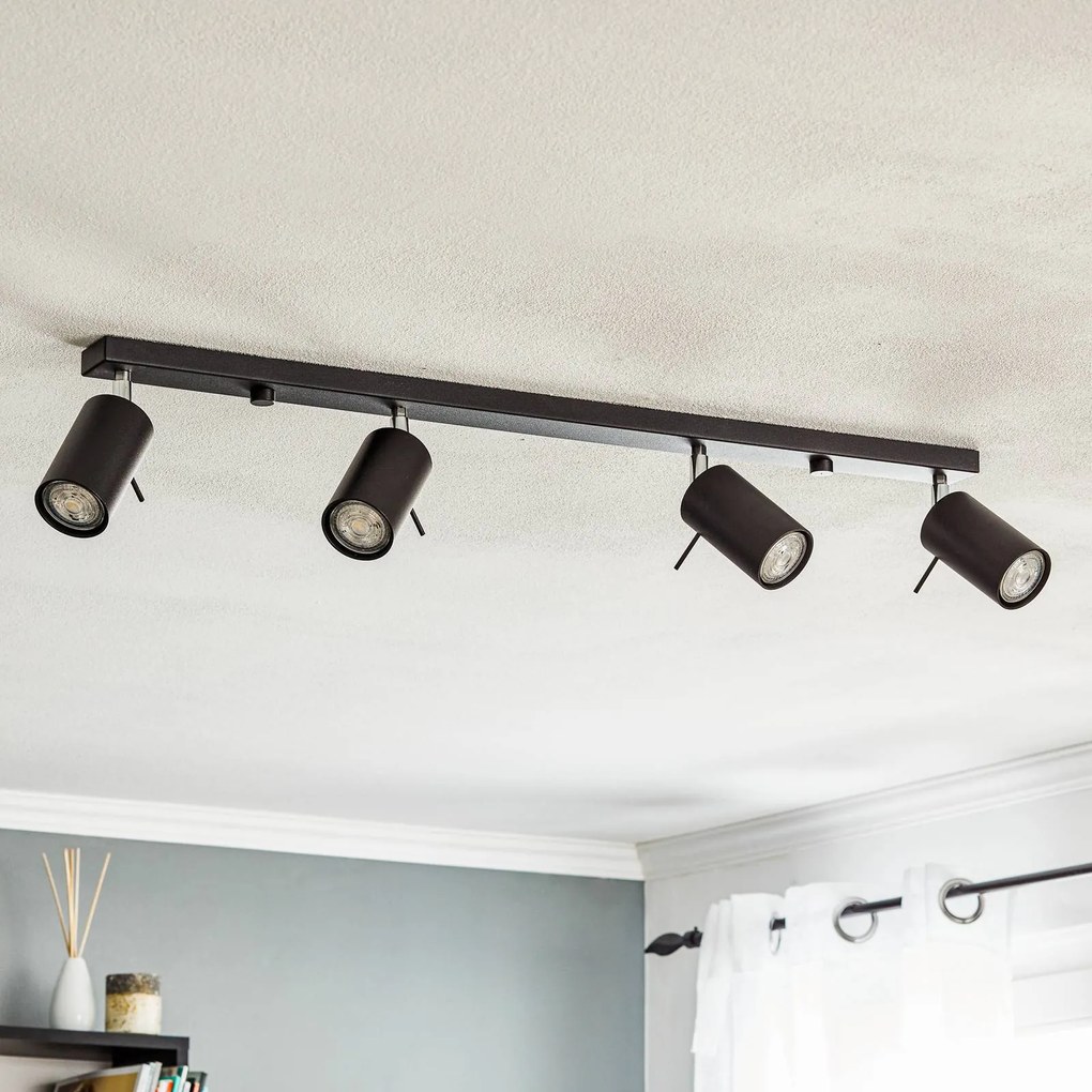 SOLLUX LIGHTING Faretto da soffitto Round in nero, 4 luci lineari