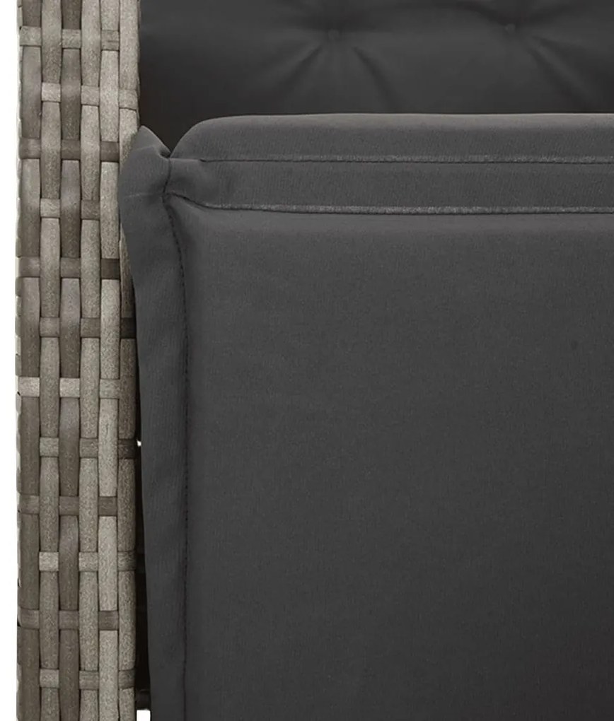 Set bistrò da giardino 11 pz con cuscini in polyrattan grigio