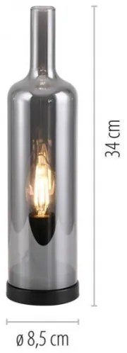 JUST LIGHT. 14006-25 - Lampada da tavolo BOTTLE 1xE14/25W/230V nero/vetro fumé