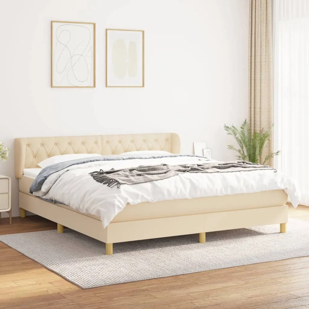 Giroletto A Molle Con Materasso Crema 160x200 Cm İn Tessuto /