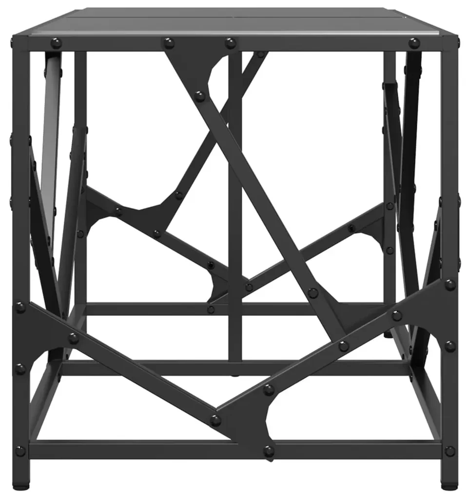 Tavolino con piano in vetro nero 78,5x40x41 cm acciaio