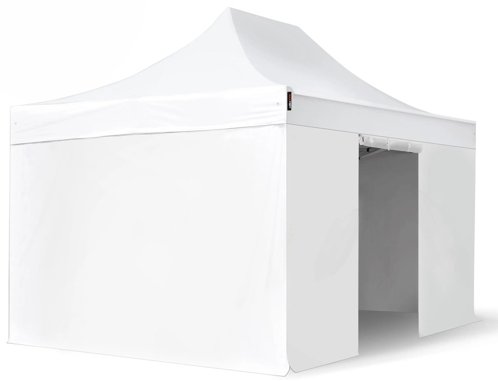 TOOLPORT 3x4,5m gazebo pieghevole PVC con laterali, PROFESSIONAL alluminio, bianco - (578687)