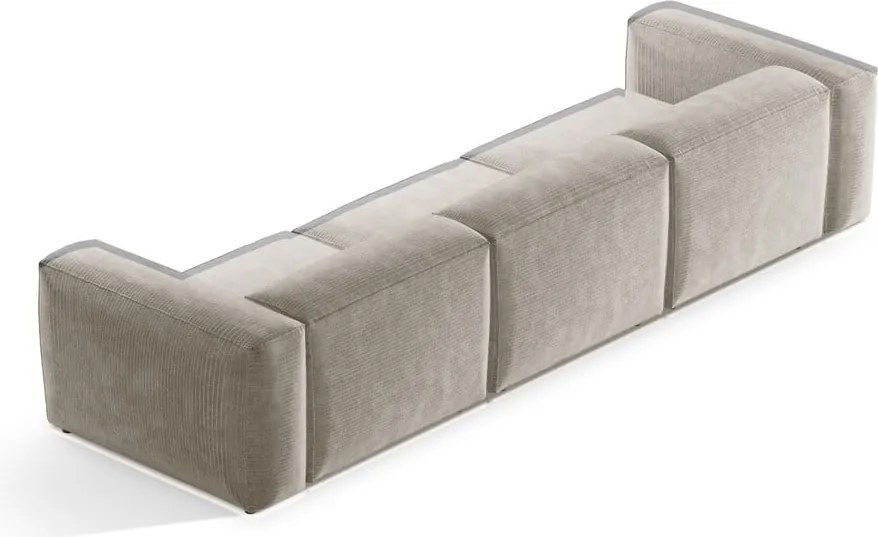 Divano beige con rivestimento in velluto a coste 364 cm Bergamo – Cosmopolitan Design