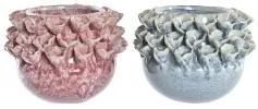 Vaso DKD Home Decor Rosa Turchese Gres Fiore Mediterraneo 17 x 17 x 13,5 cm 19 x 19 x 13,5 cm (2 Unità)