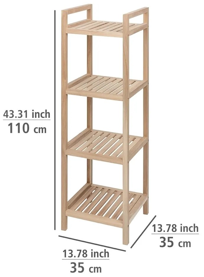 Scaffale da bagno in legno di acacia con quattro ripiani su ruote 35x110 cm Acina - Wenko