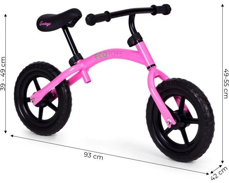 Bicicletta senza pedali rosa per bambini