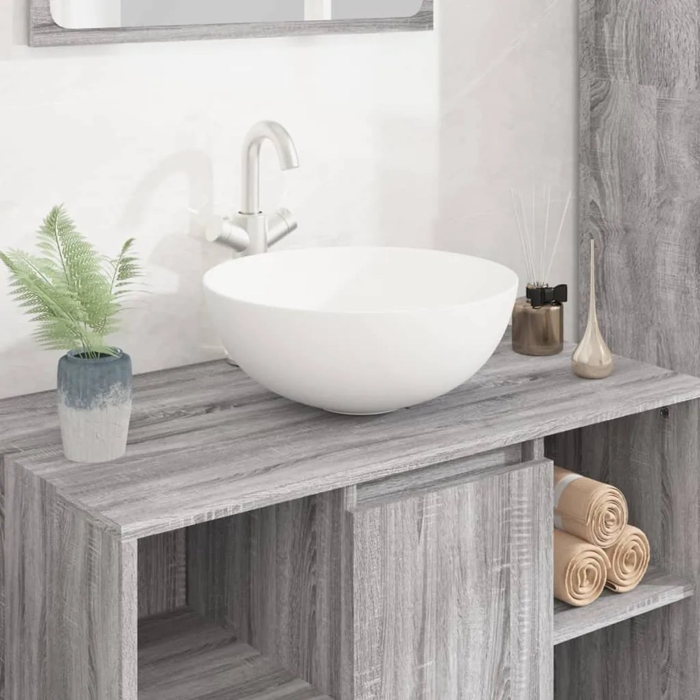 Lavandino Bianco 36x15 Cm İn Ceramica Rotondo /