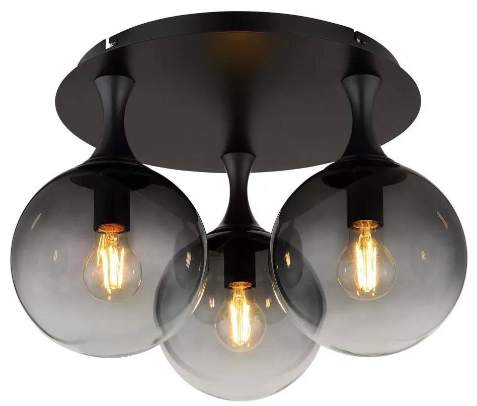 Globo 15885-3D - Lampadario a plafone DALTON 3xE27/10W/230V diametro 46 cm nero