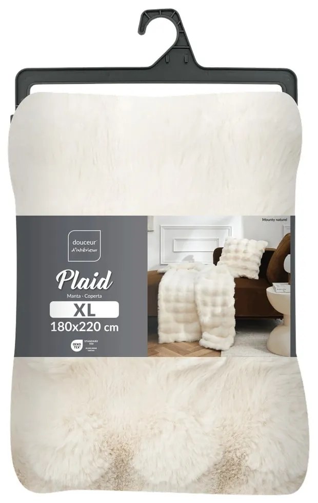 Coperta color crema in micropile 180x220 cm Mounty – douceur d'intérieur