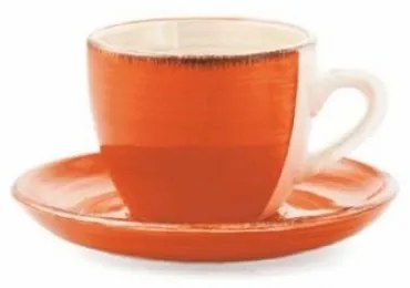 Set 6 tazzine caffè 90 ml con piattino in gres colorato dipinto a