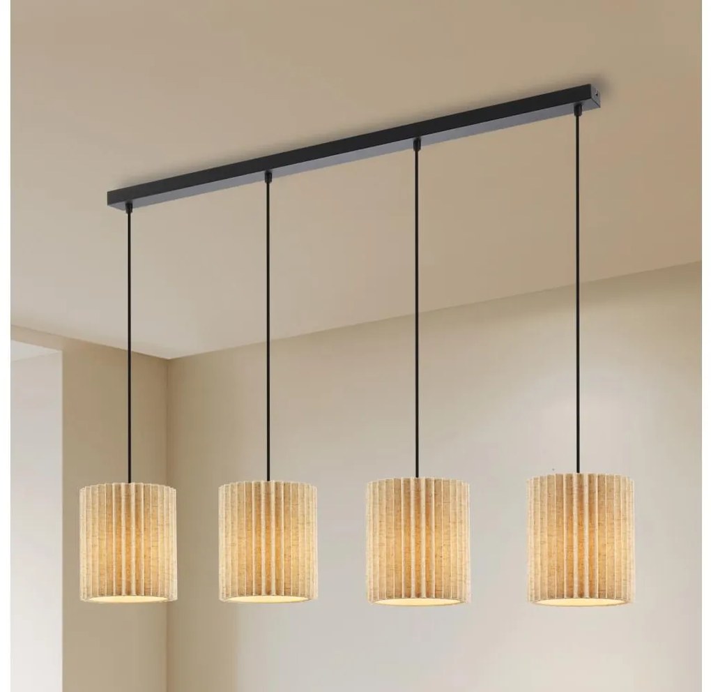 Brilagi - Lampada a sospensione su cavo NORDIC WAVE 4xE27/15W/230V lino/nero