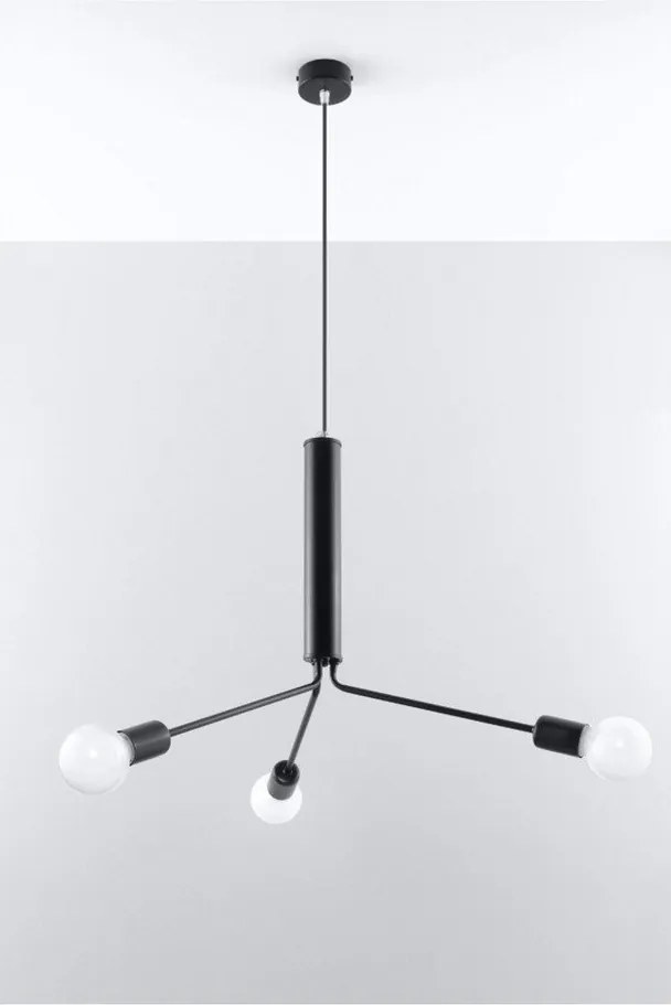 Lampadario nero con paralume in metallo ø 74 cm Donato – Sollux