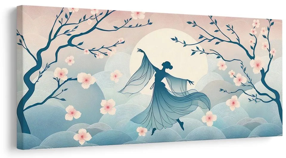 Quadro su tela – Sagoma di ballerina tra i ciliegi in fiore