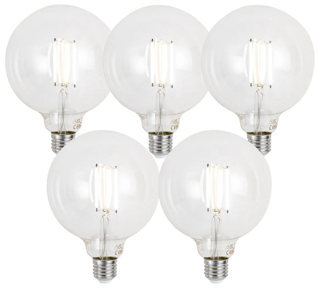 Set di 5 lampadine LED E27 dimmerabili Smart G125 trasparenti 7W 806 lm 2700-6500K Zigbee