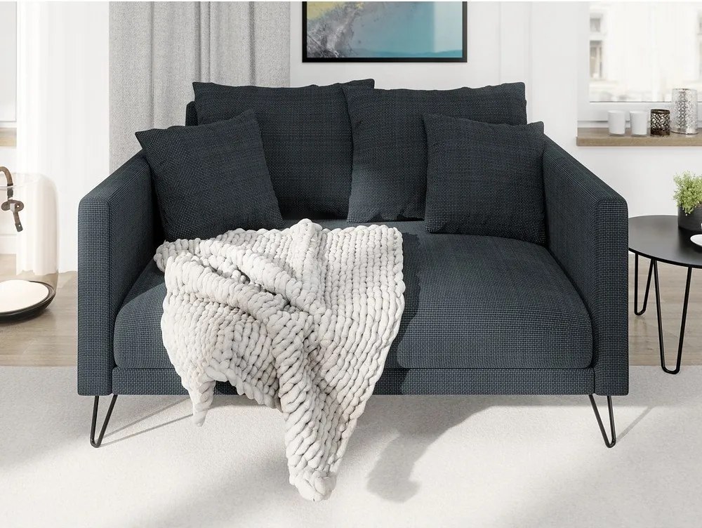 Divano grigio scuro con rivestimento in ciniglia 140 cm Freya – Ropez