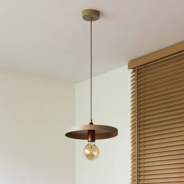 Duolla - Lampada a sospensione su cavo IRONLINE 1xE27/15W/230V Ø 30 cm beige/ramato