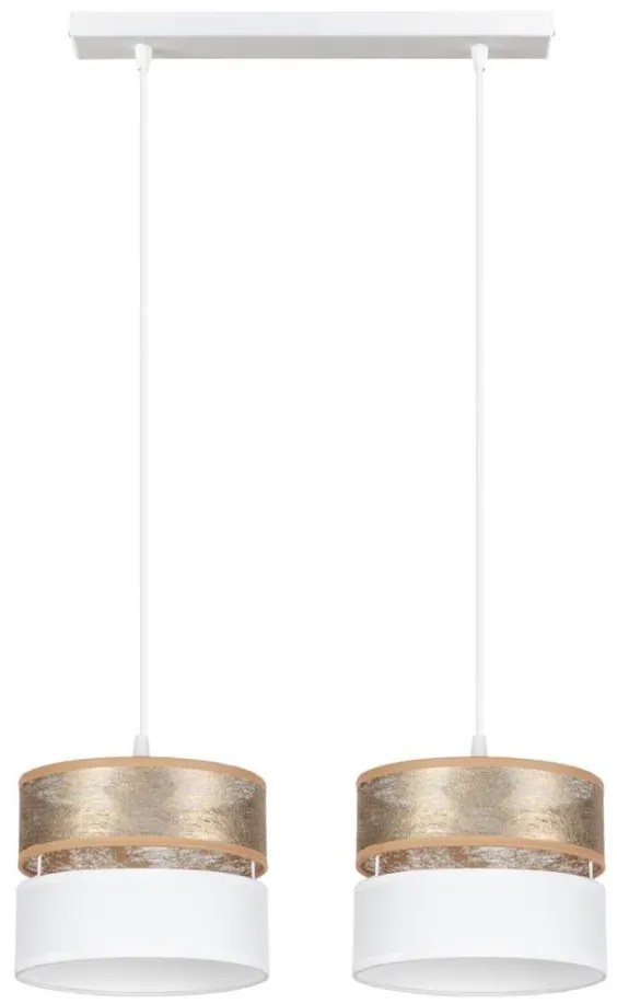 Lampadario a sospensione con filo LIMA 2xE27/60W/230V oro/bianco