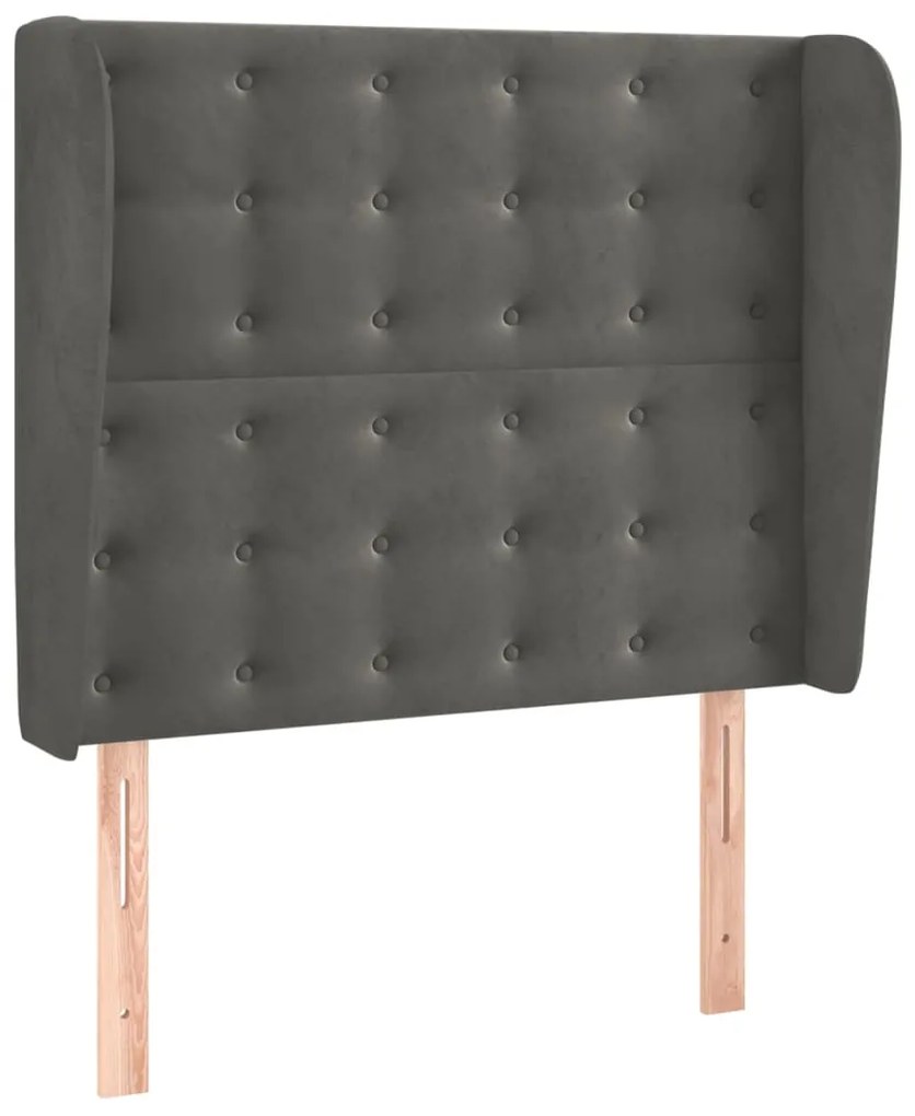 Testiera ad orecchio grigio scuro 93x23x118/128 cm in velluto