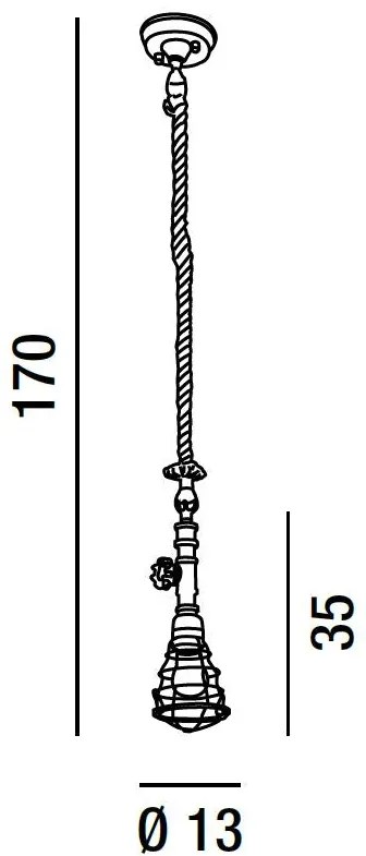 Sospensione in metallo verniciato bronzato con corda (1,50cm)