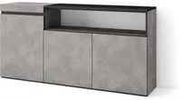 Credenza, Mobile soggiorno 150x75x35cm, 3 Porte, grande stoccaggio, Stile moderno, Cemento