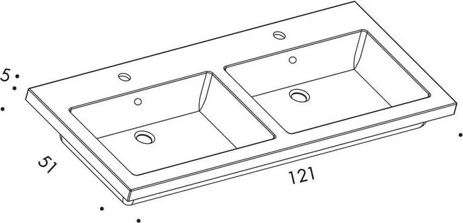 Lavabo da appoggio Lego rettangolare in ceramica L 121 x H 5 x P 51 cm bianco