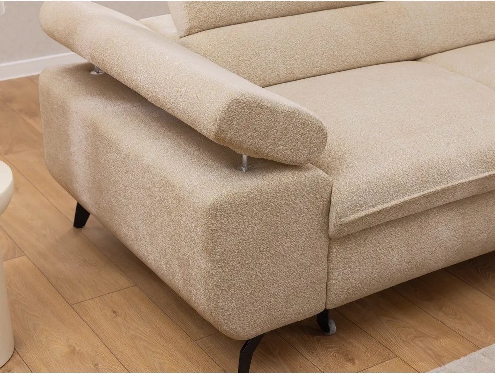 Divano angolare beige (con penisola a destra/a L) con rivestimento in ciniglia Marbeya – Ropez