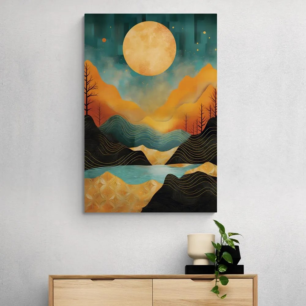 Stampa su tela – Tramonto astratto con un tocco di lusso