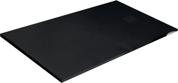 Piatto doccia in resina Strato nero L 160 x L 80 x H 3 cm opaco effetto pietra