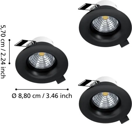 Eglo 902278-Set 3x LED dimmerabile plafoniera SALICETO LED/4,8W/230V Ø8,8 cm nero