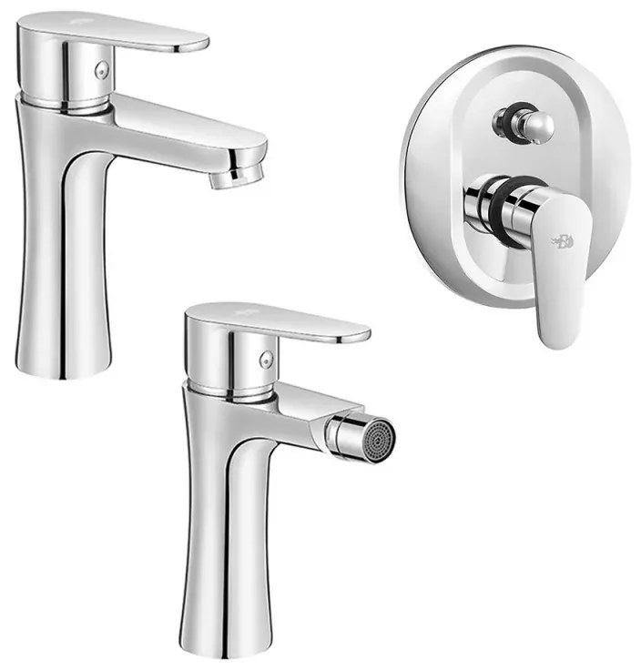Set miscelatori lavabo bidet incasso doccia con deviatore cromati Lizzy