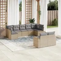 Set Divano da Giardino 9 pz con Cuscini Beige in Polyrattan 3219409