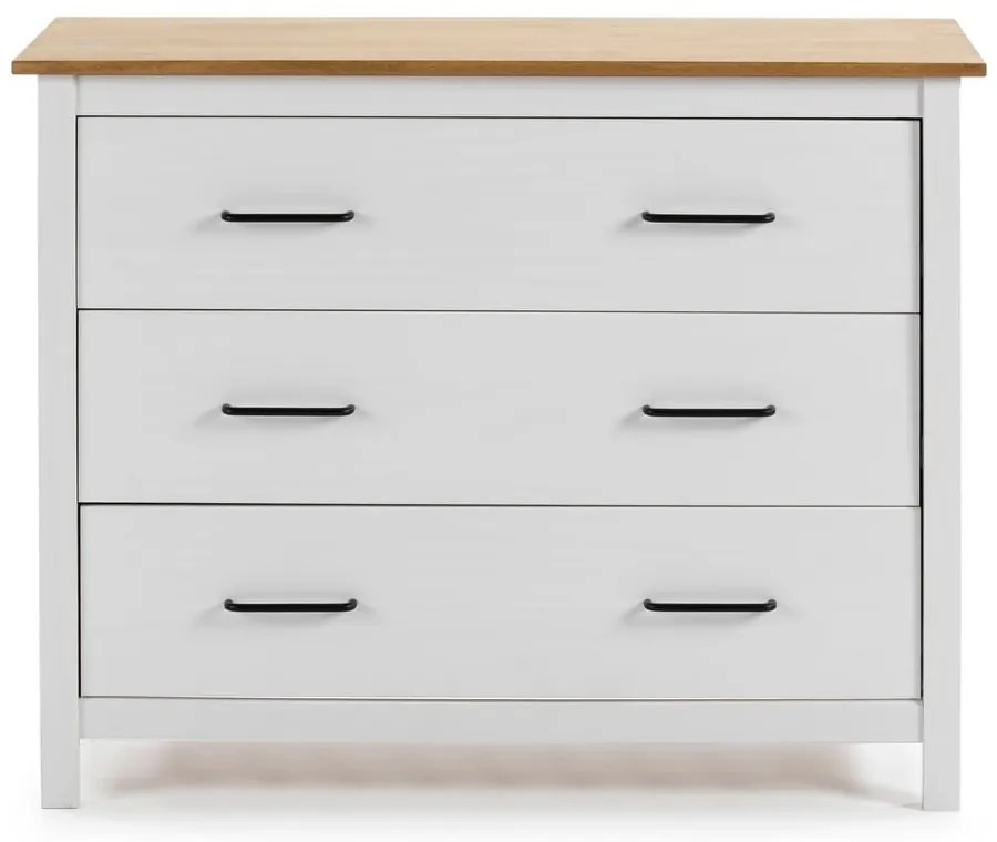 Cassettiera bassa bianca in legno di pino 100x80 cm Miranda - Marckeric