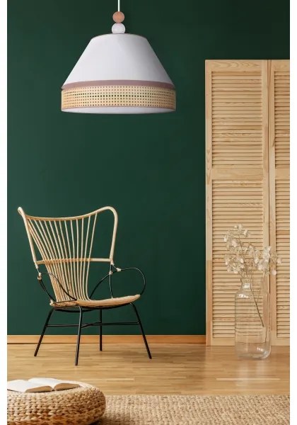 Duolla - Lampadario a sospensione con filo AVIGNON 1xE27/15W/230V diametro 50 cm bianco/rattan