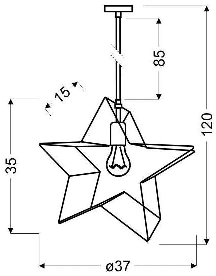Lampadario a sospensione con filo STAR 1xE27/60W/230V