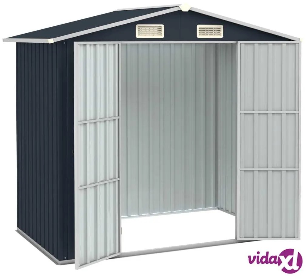 vidaXL Capanno da Giardino Antracite 205x129x183 cm in Acciaio Zincato