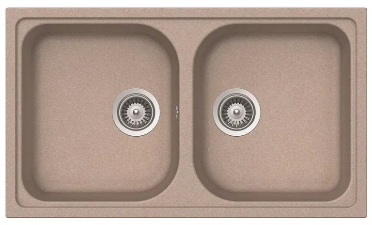 Lavello integrato 2 vasche DELINIA Elbe quarzo L 50 x L 86 cm sabbia
