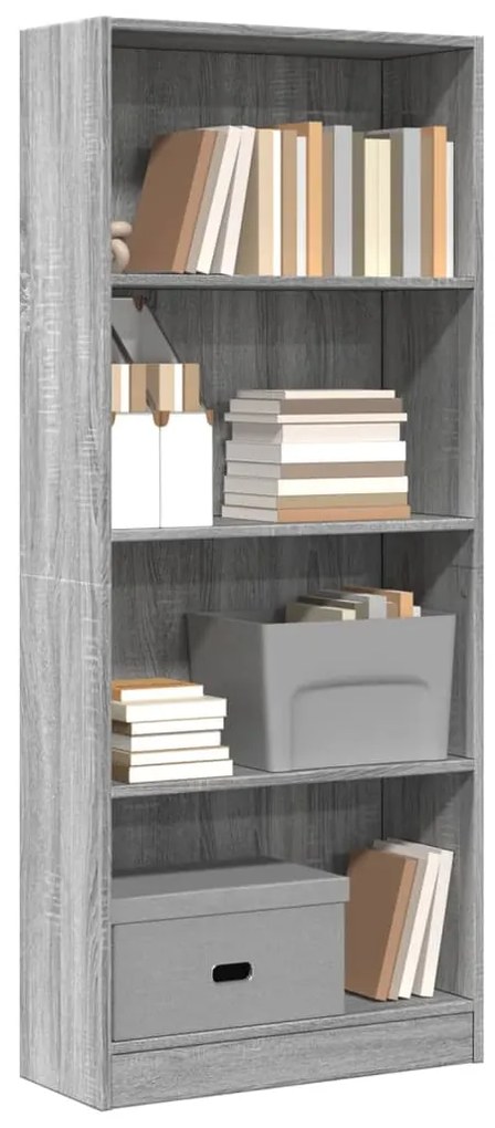 Libreria Grigio Sonoma 60x24x143 Cm İn Legno Multistrato /