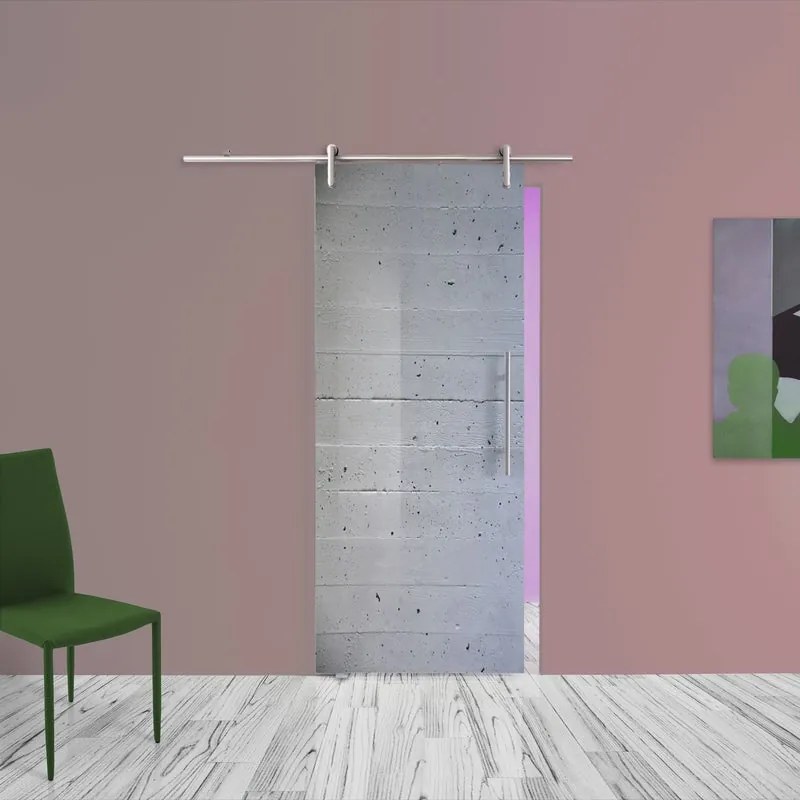 Porta scorrevole Cemento in alluminio grigio, L 88 x H 215 cm, con binario Ermes Sinistra