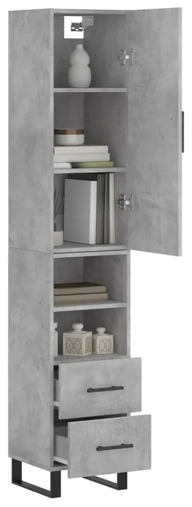 Credenza Grigio Cemento 34,5x34x180 cm in Legno Multistrato