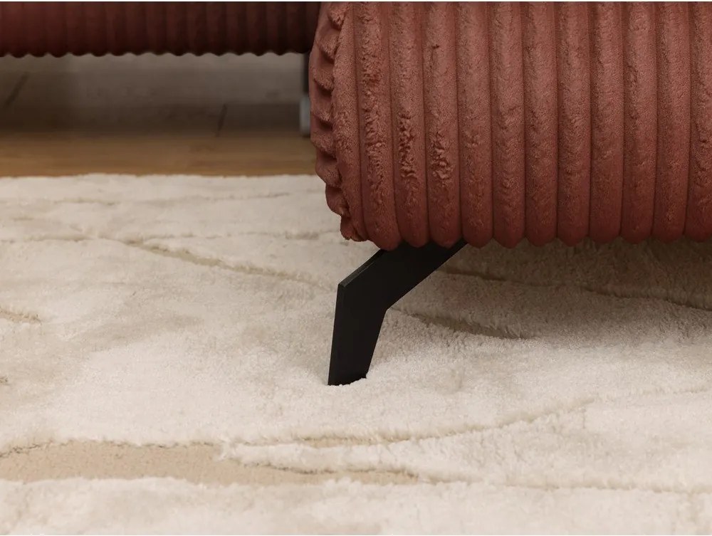 Divano angolare color terracotta (con penisola a destra/a L) con rivestimento in velluto a coste Marbeya – Ropez