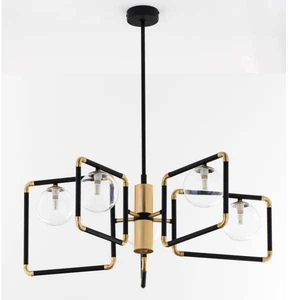 Jupiter 1985 - Lampadario a sospensione con supporto rigido IBRA 5xG9/10W/230V nero/oro