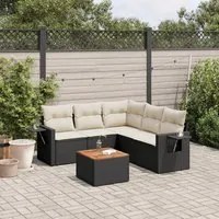 Set Divano da Giardino 6 pz con Cuscini Nero in Polyrattan 3224558