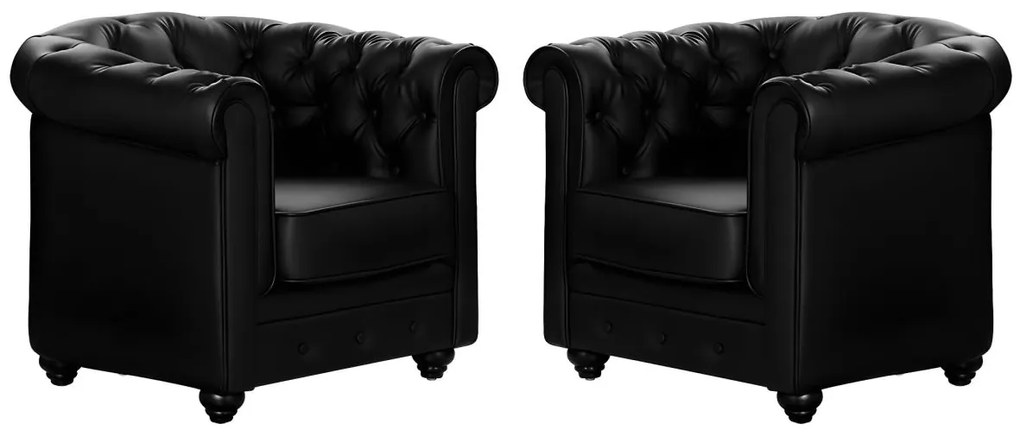 Poltrone CHESTERFIELD in similpelle Nero - Lotto di 2