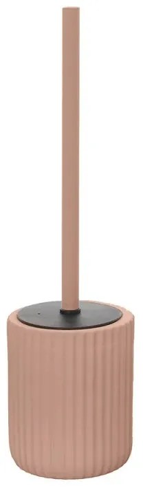 Scopino wc rosa in ceramica soft touch con setole nere Spring
