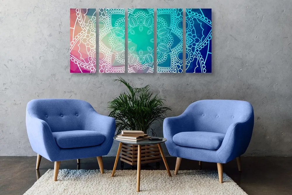 Quadri 5 pezzi – Mandala pastello