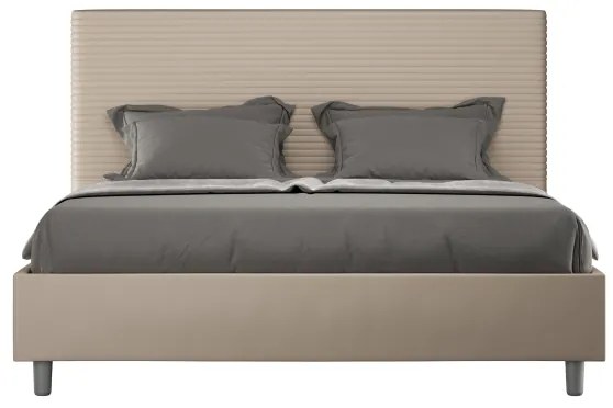 Letto contenitore imbottito 160x200 similpelle tortora Focus